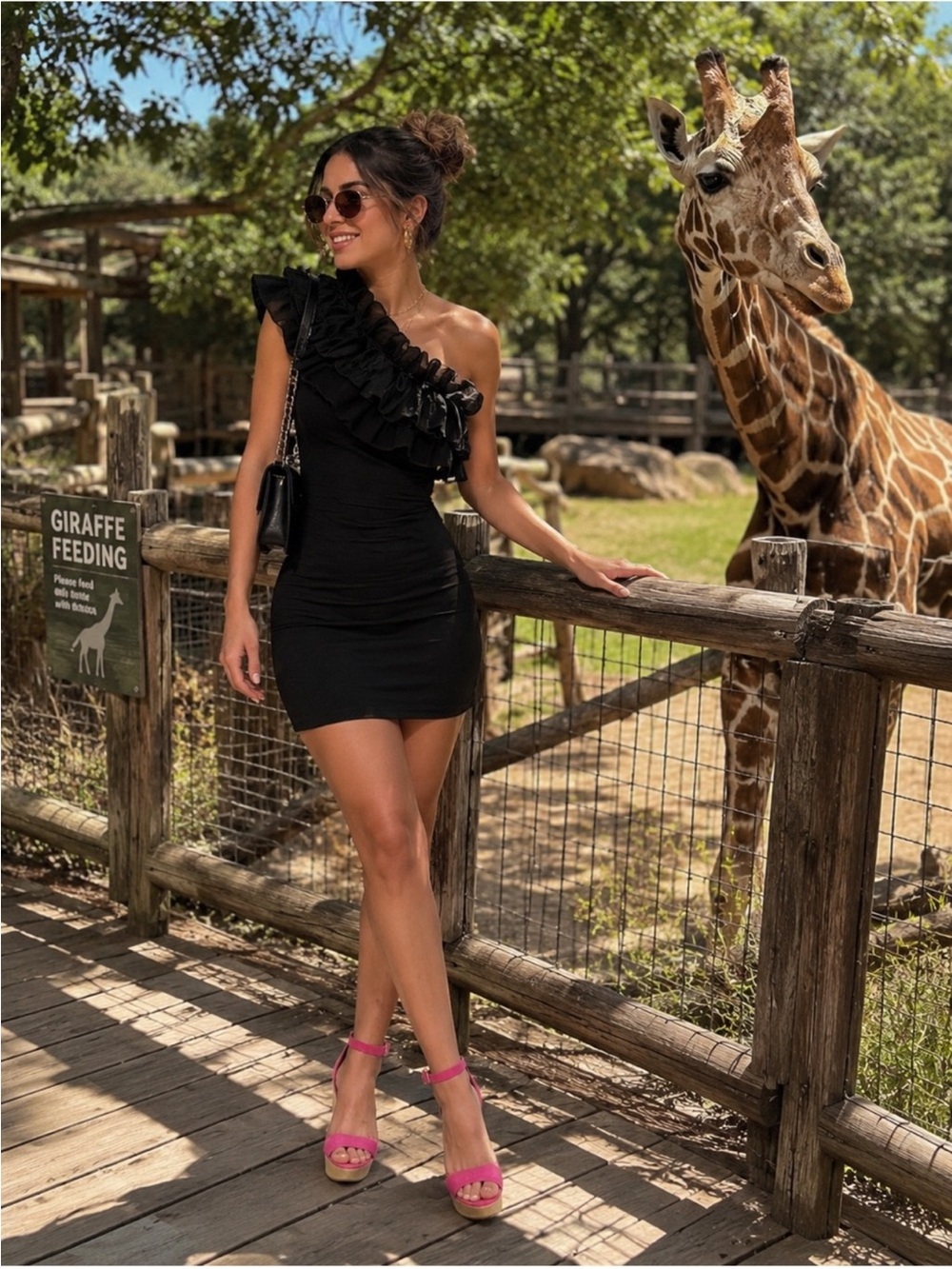 Zara Black Asymmetrical Ruffle Neckline Ribbed Mini Dress - Picture 1 of 16